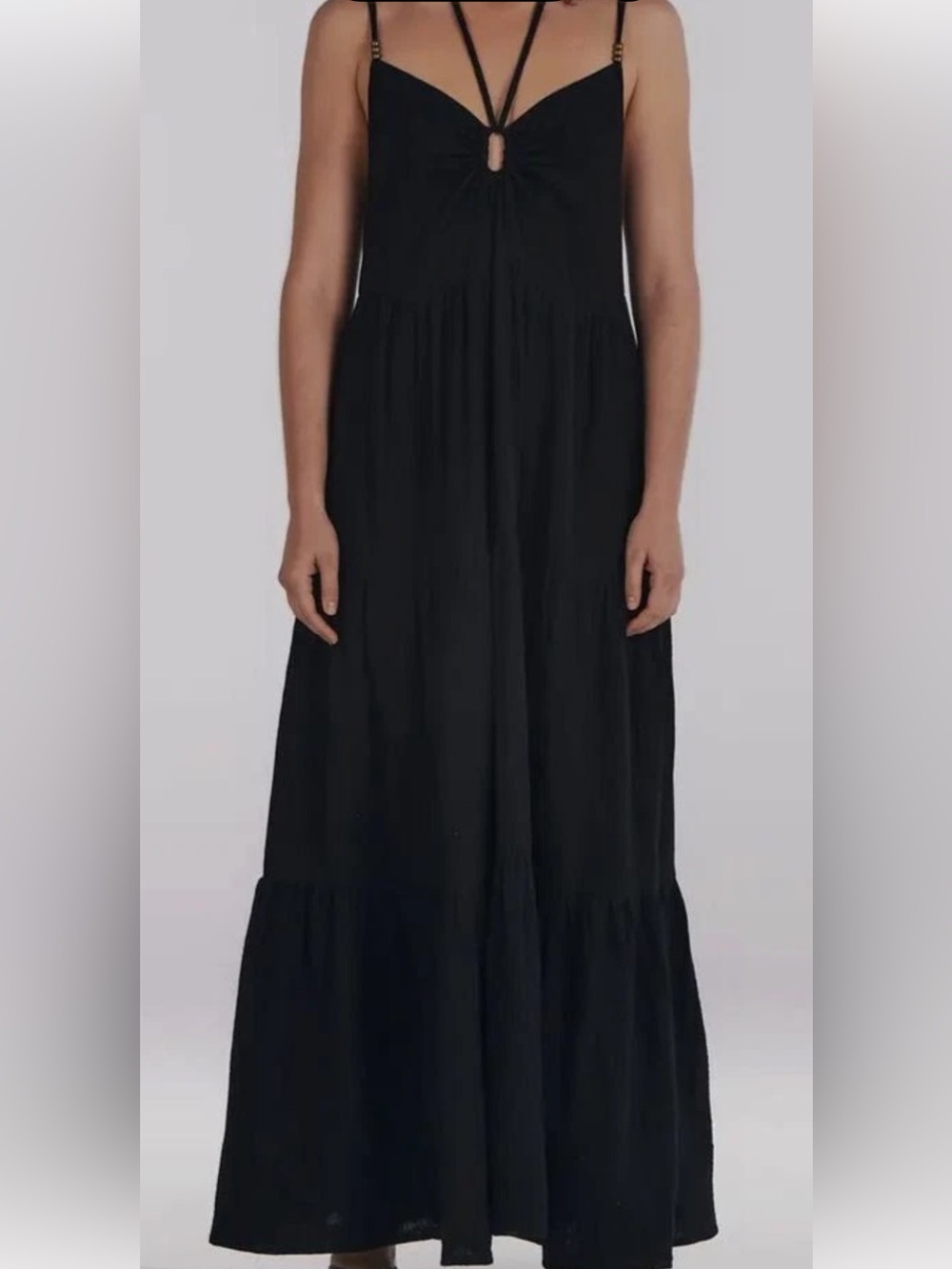 Charlie Holiday - Women's Harlow Maxi Dress, Cotton, size 4. Black